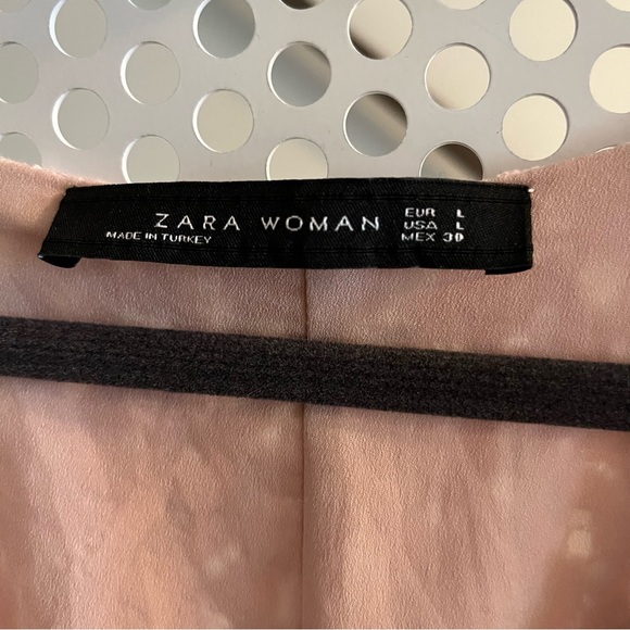 VGUC Zara Lace look Pink Vee Neck Dress Size Large - Picture 4 of 9